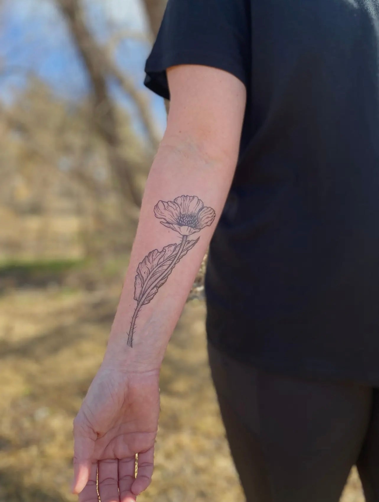 Wild Poppy Flower Temporary Tattoo