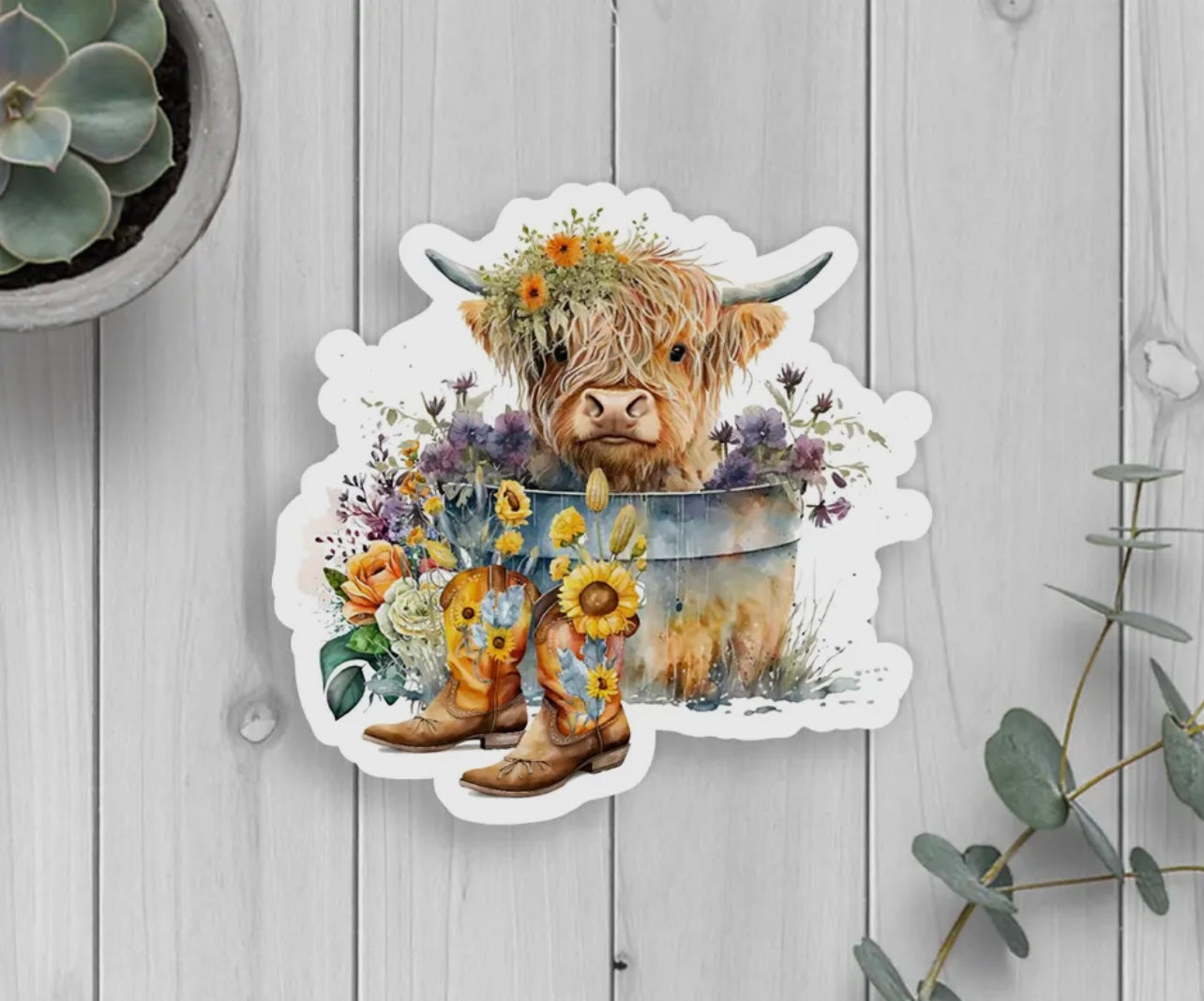 Flower Cow Sticker